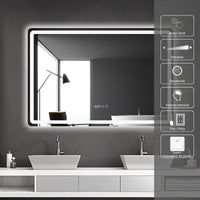 Oglinda Led 120X80Cm Dezaburire Ceas Temperatura Touch Si 3 Lumini Od058 Mirror