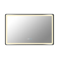 LED огледало 110x70cm черна рамка, против запотяване, часовник, температура, тъч и 3 вида светлина OD058/BK