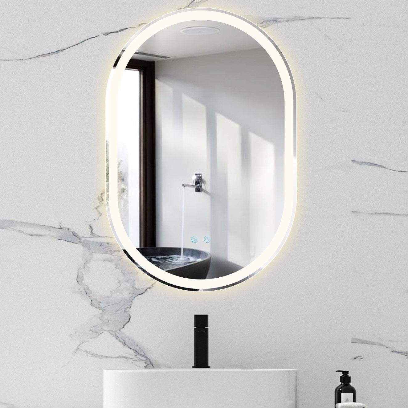Oglinda Led Ovala 60X90Cm 3 Lumini Dezaburire Si Touch Od061 Mirror