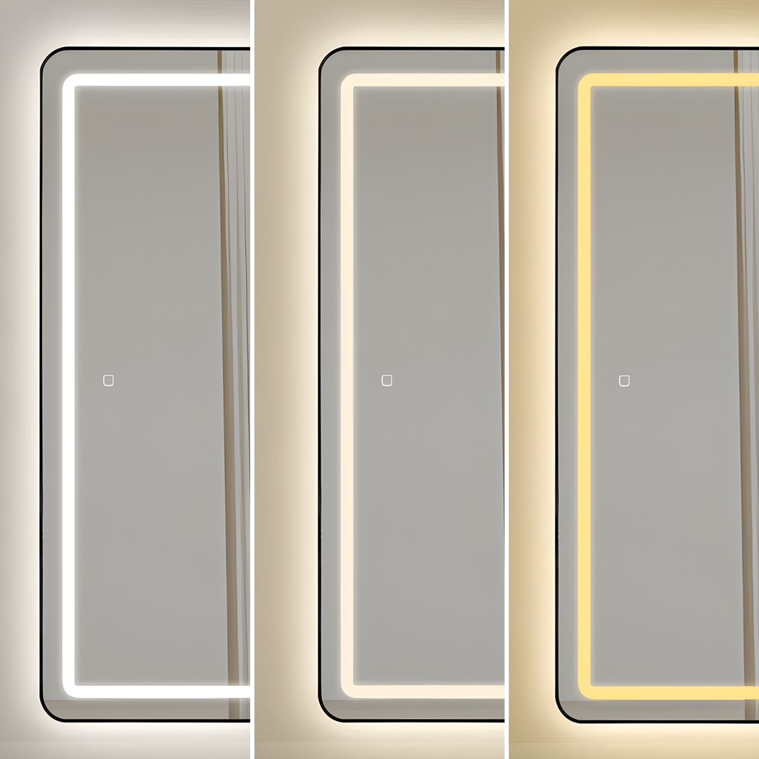 LED огледало с Touch 50x160cm свободностоящо черно с тъпи ъгли