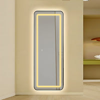 LED огледало с Touch 50x160cm свободностоящо черно с тъпи ъгли