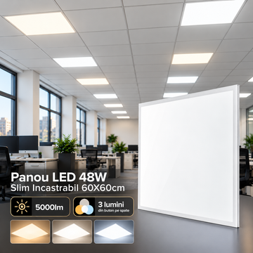 Panou LED 48W 60X60cm Slim Incastrabil Alb CCT