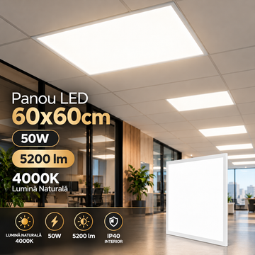 LED панел 50 W, 60 × 60 cm, IP40, 4000 K, Slim Backlight