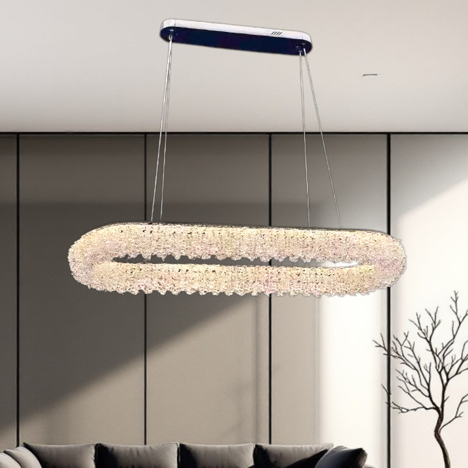 LED осветително тяло висящо Chrome Crystal Sponge 80x30cm Еквивалент 800W
