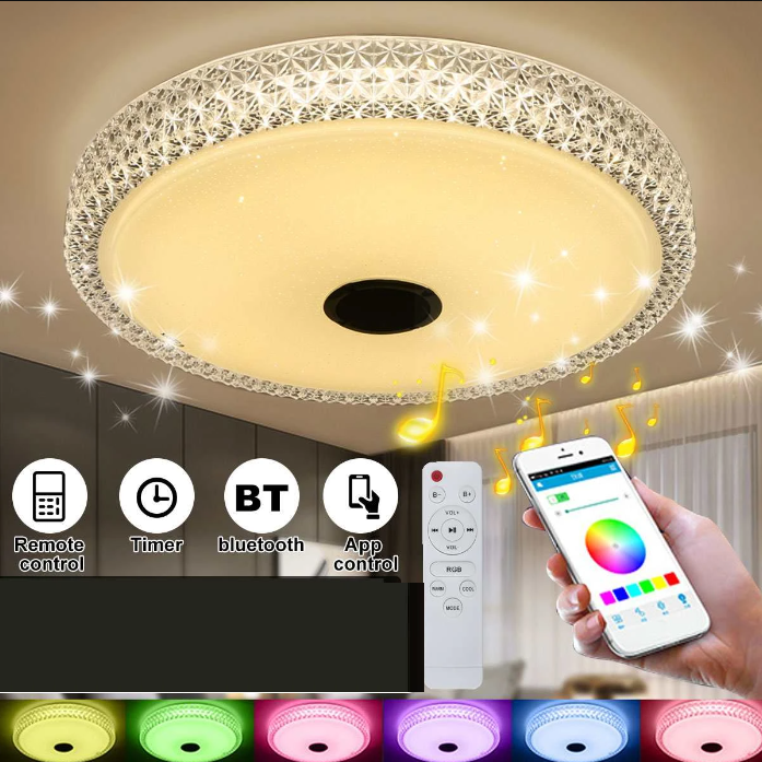 Смарт LED плафониера 120W RGB+CCT с Bluetooth колонка и дистанционно