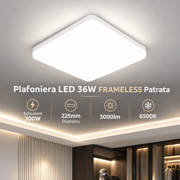 LED плафон 43W FRAMELESS квадратен, еквивалентен на 400W