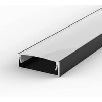 Профил за LED лента, приложен, черен, плосък XL с бял матов дифузер 2M