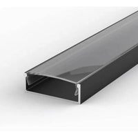 Профил за LED лента повърхностен черен плосък XL с черен дифузер 2M
