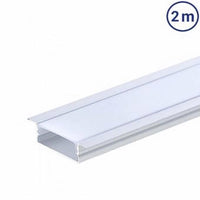 Вграден плосък XL алуминиев профил за LED лента с матов бял дифузер 2M