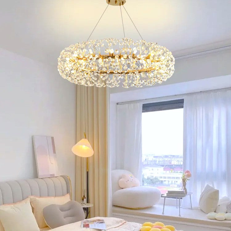 Lustra Suspendata Crystal Dandelion Gold Xxl Lighting Fixtures