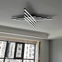 Lustra LED 8 Modern LINES Black Echivalent 1000W Telecomanda NEAGRA / 120CM / MINIMALIST DESIGN Lighting Fixtures
