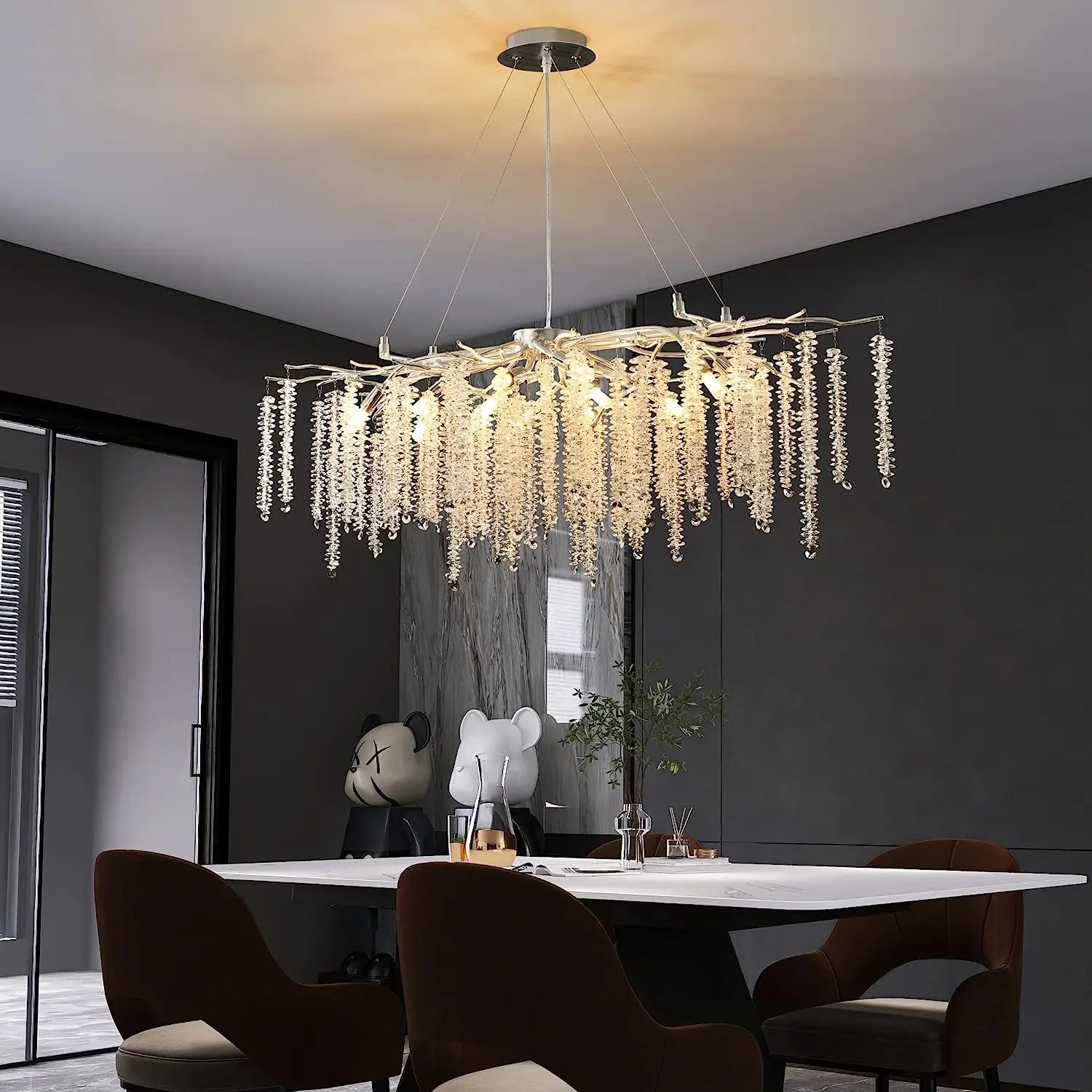 Полилей кристал LUXURY Silver Willow 150X45 CM
