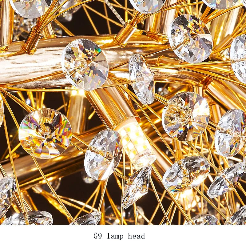 Lustra Suspendata Crystal Dandelion Gold Liniar Lighting Fixtures