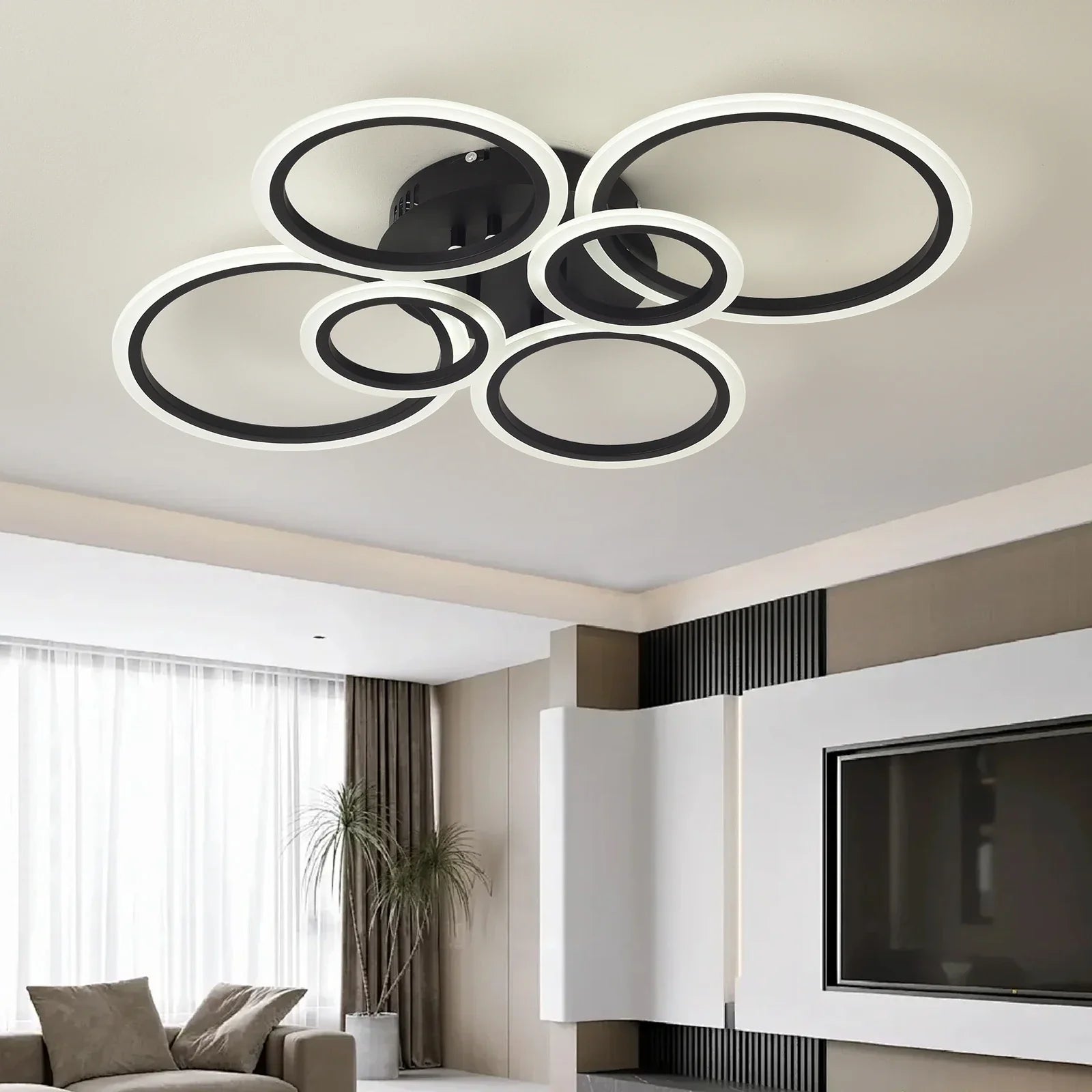 LED осветително тяло 4+2 CIRCLE MAXI Black Еквивалент 600W Дистанционно управление