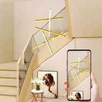 LED осветително тяло 5 Geometric GOLD Lines висящо, еквивалент 500W