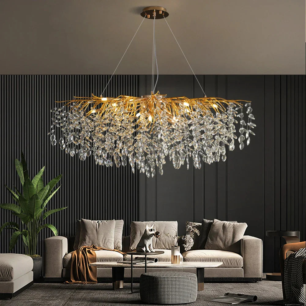 Кристален полилей LUXURY 120x45cm Golden Klara