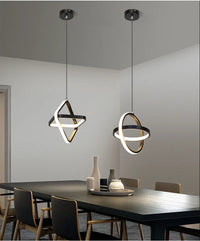 LED осветително тяло висящо INFINITY RINGS Black еквивалент 200W