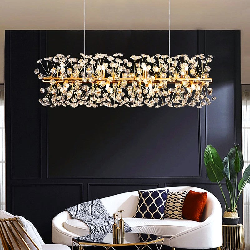 Lustra Suspendata Crystal Dandelion Gold Liniar Lighting Fixtures