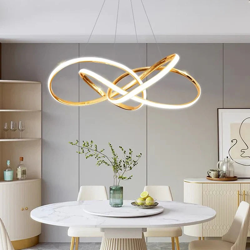 LED осветително тяло тип пендел Eternity Gold, еквивалент 800W, с дистанционно