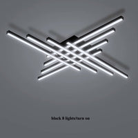 Lustra LED 8 Modern LINES Black Echivalent 1000W Telecomanda NEAGRA / 120CM / MINIMALIST DESIGN Lighting Fixtures
