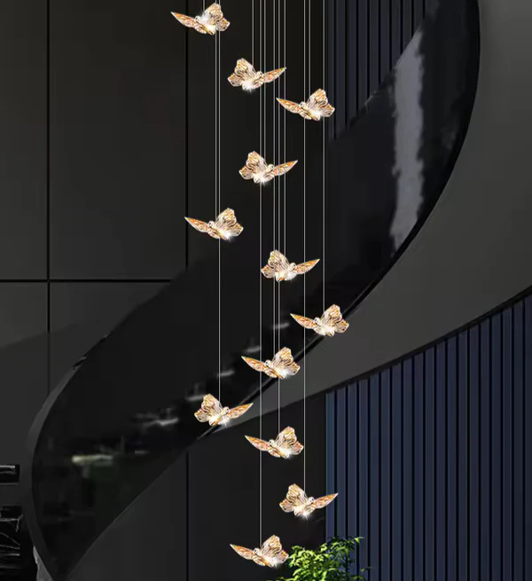 LED осветително тяло тип пендел Golden Butterfly 12 елемента еквивалент 220W с дистанционно