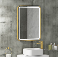 LED огледало 50x70cm Златиста Рамка с Дезабуряване и Touch J35CP