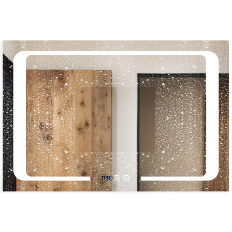 LED огледало 90X60cm с функция против замъгляване, Touch, сензор и часовник W32