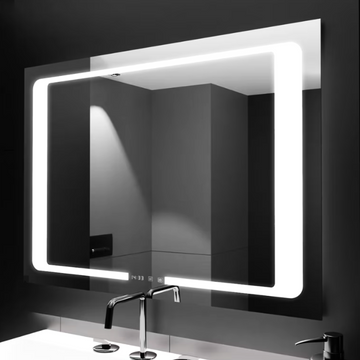 LED огледало 90X60cm с функция против замъгляване, Touch, сензор и часовник W32