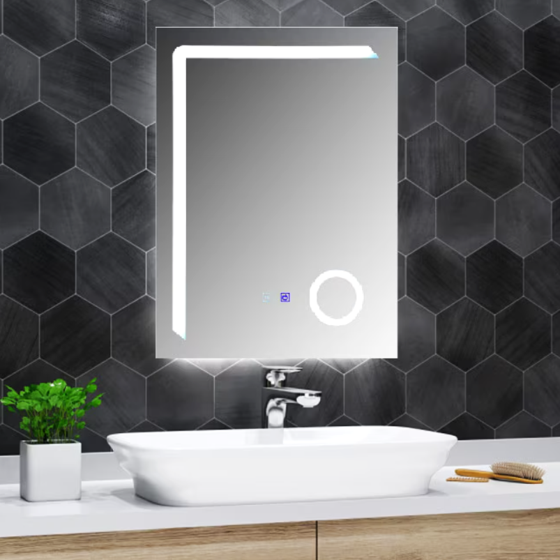 Правоъгълно LED огледало 60x80cm с функция против замъгляване и Touch J01