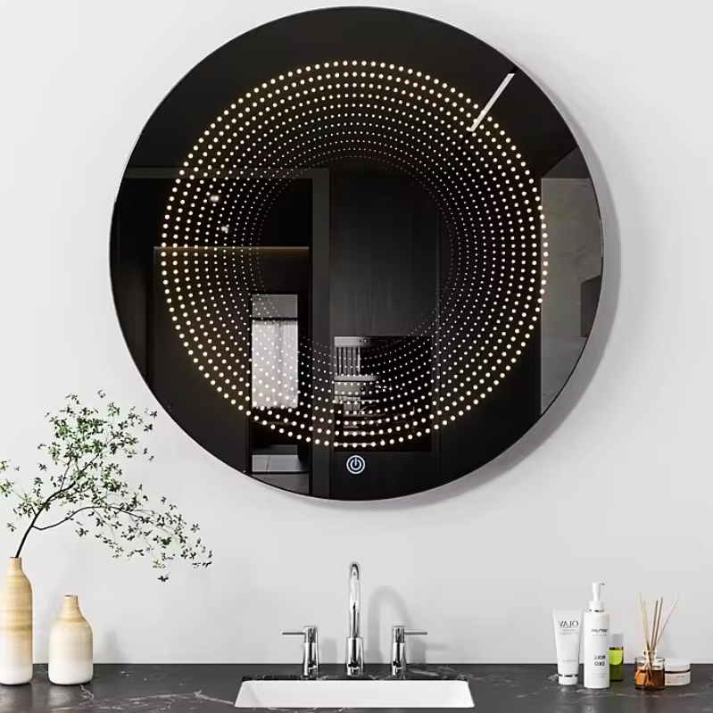 Кръгло LED огледало 3D Effect Infinity Mirror, 3 вида светлина и Touch J183