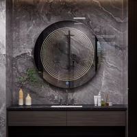 Кръгло LED огледало с черна рамка 3D Infinity Mirror, 3 вида светлина и Touch J183F