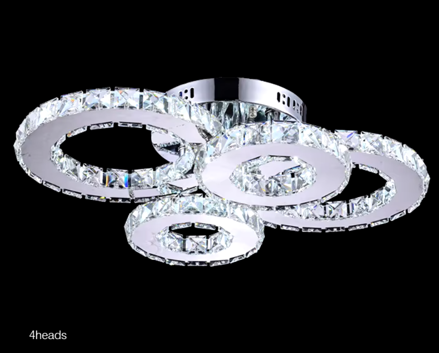 LED осветително тяло 2+2 CIRCLE Chrome кристал с дистанционно, еквивалент 400W