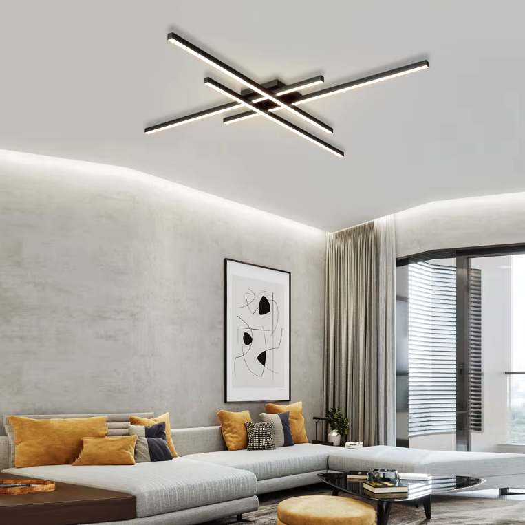 LED осветително тяло 4 Modern LINES Black еквивалент 400W с дистанционно