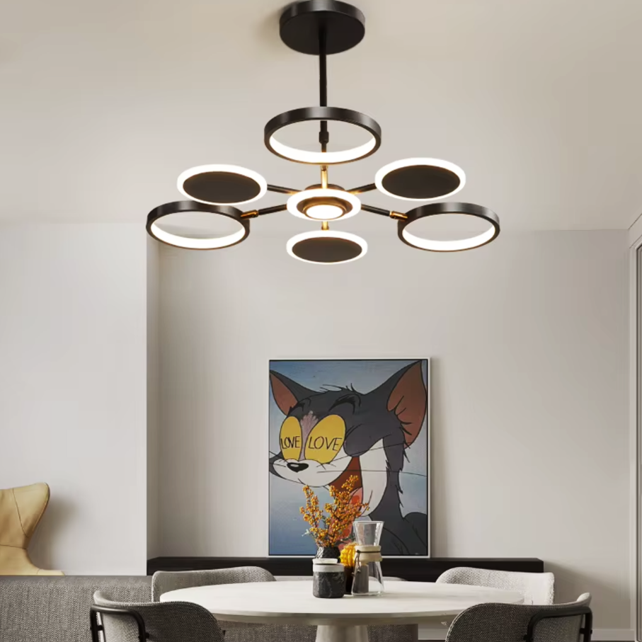 LED осветително тяло Gambit Black 3+3+1 Регулируеми рамена Еквивалент 500W Дистанционно управление