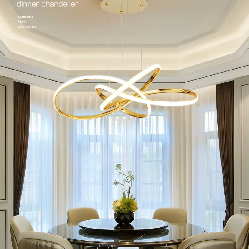 LED осветително тяло тип пендел Eternity Gold, еквивалент 800W, с дистанционно