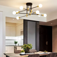Lustra Minimalist Design 8Xe27 Black + Gold 6038/8 Lighting Fixtures