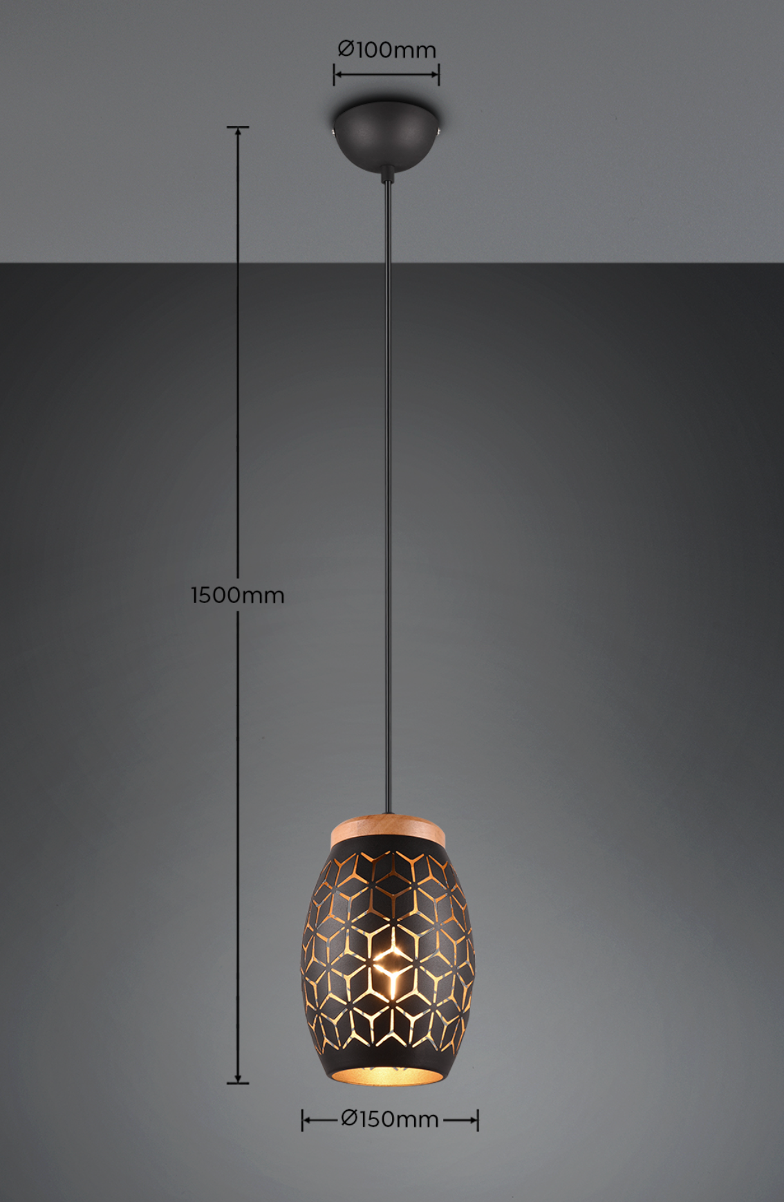 Пендел декоративен BIDAR 1x E27 Black