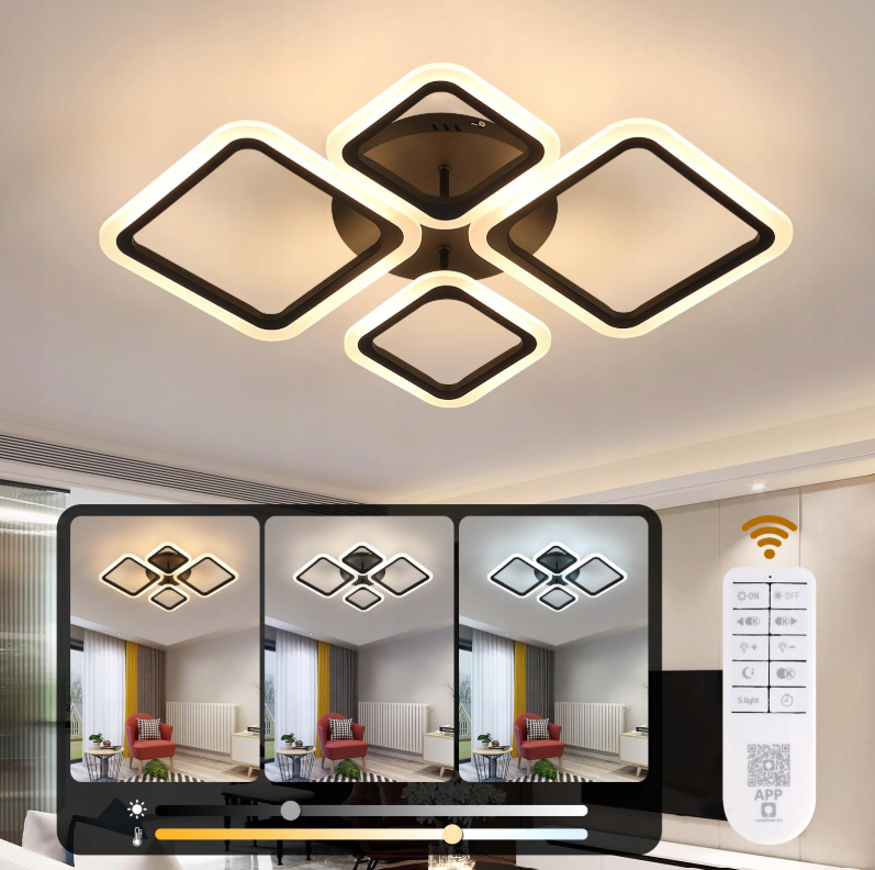 LED осветително тяло 2+2 DIAMOND Black Еквивалент 350W Дистанционно управление