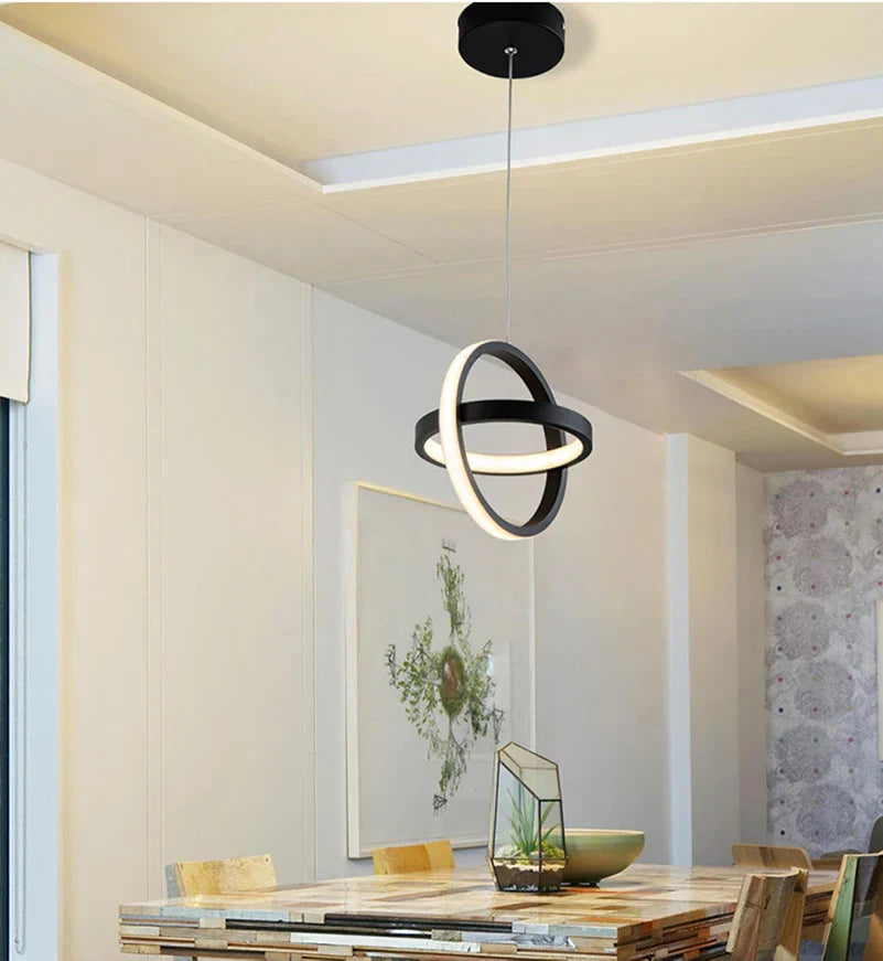 LED осветително тяло висящо INFINITY RINGS Black еквивалент 200W