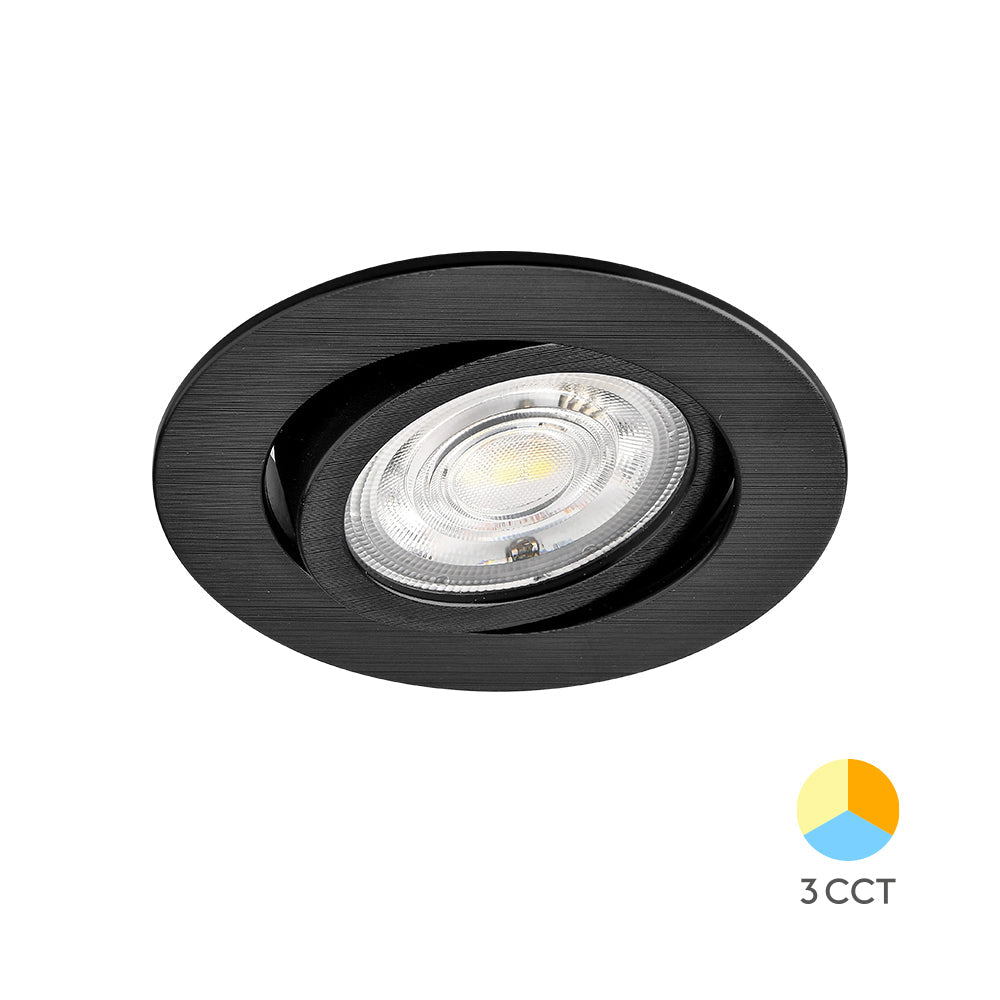 LED спот 7W вграден, насочваем, черен, CCT с 3 вида светлина, еквивалент 60W