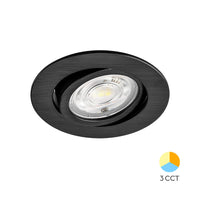 LED спот 7W вграден, насочваем, черен, CCT с 3 вида светлина, еквивалент 60W
