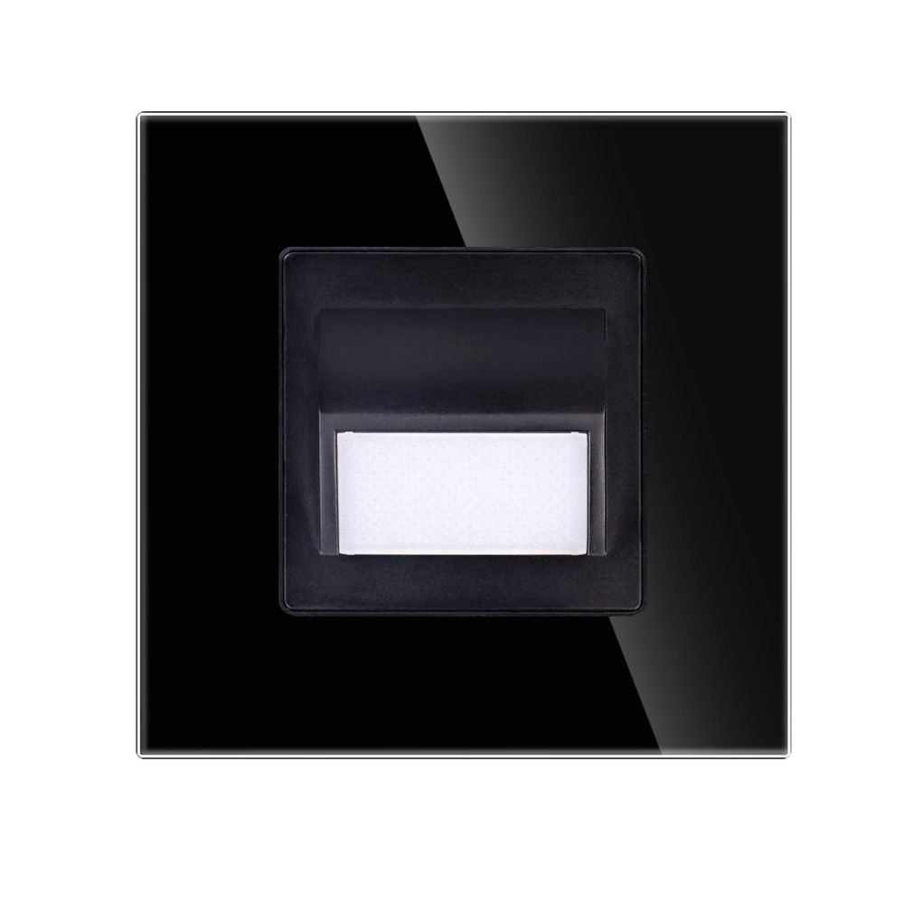 LED спот 1W JAVI квадрат Black стъкло / 4000K / 86mm / вграден