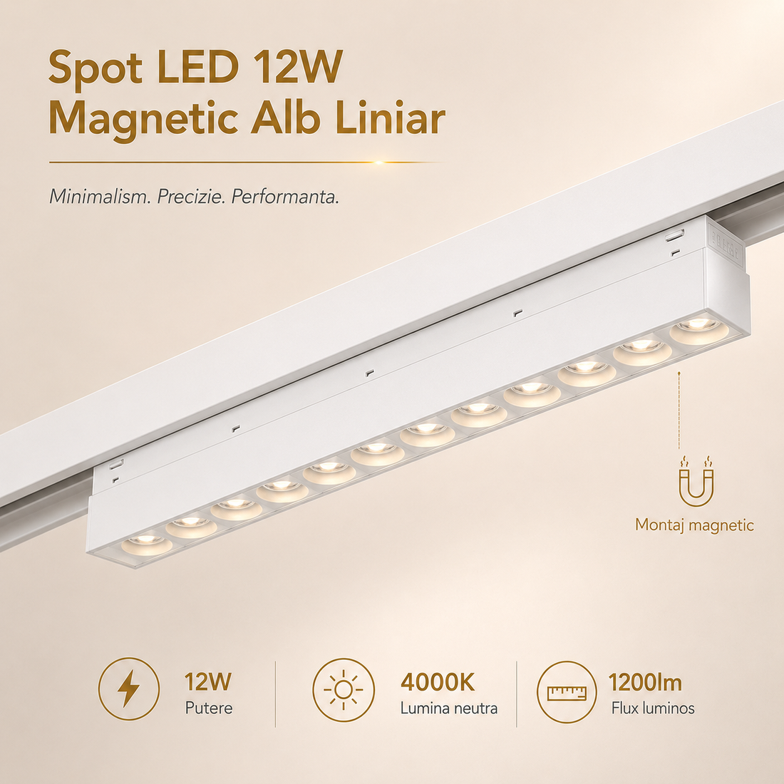 LED спот 12W магнитен бял линеен