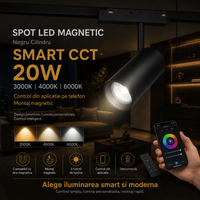 LED спот 20W магнитен цилиндър SMART CCT черен с дистанционно