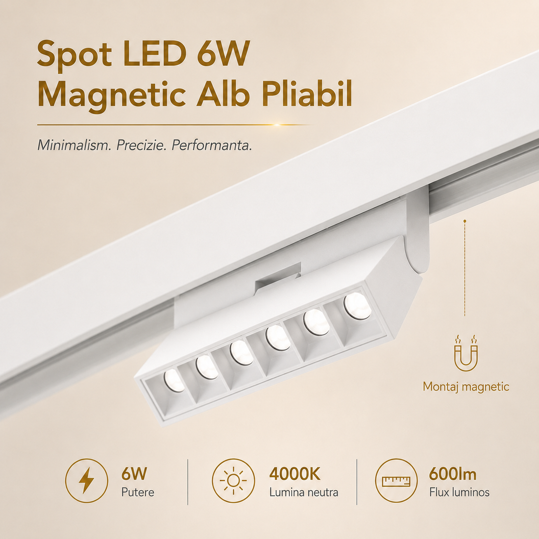 LED спот 6W магнитен бял, сгъваем