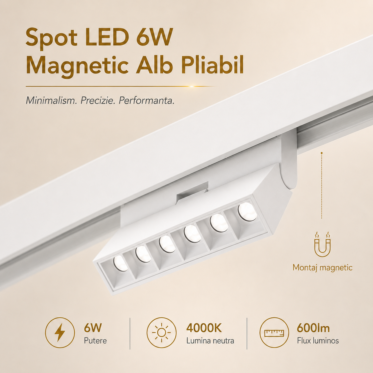LED спот 6W магнитен бял, сгъваем