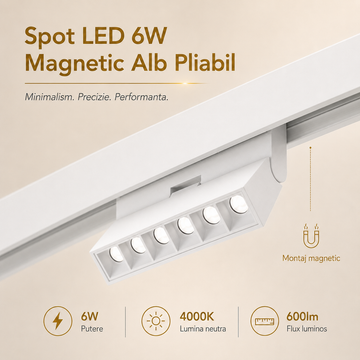 LED спот 6W магнитен бял, сгъваем