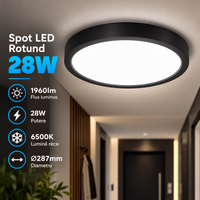 LED спот 24W Кръгъл Черен / ⌀287mm / Повърхностен