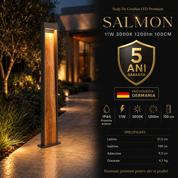 Декоративен градински стълб LED 11W SALMON имитация на дърво 100CM