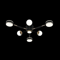 Lustra LED Mini Fenora Black Echivalent 300W Telecomanda NEAGRA / MINIMALIST DESIGN / 83CM Lighting Fixtures